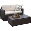 Juego de Sofá de Ratán para Sala de Estar, Balcón de Apartamento Pequeño, Silla de Ratán de Ocio, Mesa de Café para Patio Exterior, Muebles Impermeables para Exteriores