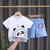 Traje de Verano para Niños Elegante Guapo de Moda Dos Piezas Bebé Verano Dibujos Animados Cuello Redondo Casual Moderno