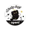 Espejo Pequeño Portátil Gatito Negro Lindo Espejo Redondo Pequeño de Hojalata Chica de Dibujos Animados Corazón de Chica Espejo de una Cara Pequeño Regalo para Estudiante