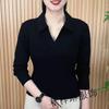 Uma geração de cabelo moda primavera inicial 2025 gola polo cor sólida estilo casual camiseta moda Joker top feminino