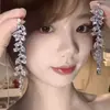 Pendientes de Borla con Hojas de Diamante Incrustadas de Aguja Plateada Nicho Elegantes Versátiles Moda Elegantes de Gama Alta Venta al por Mayor Mujeres