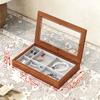 Joyero de franela de madera maciza, caja de almacenamiento para anillos, collares, pendientes, expositor de escritorio vintage