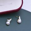 Pendientes de sirena de Perla de Agua Dulce de 7-8 mm S925 de alto brillo, brillantes, casi redondos, casi impecables, para uso diario, suministro transfronterizo