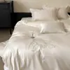 Bordado Estilo Fresco Simples Ultra Macio Amigo da Pele Conjunto de Roupa de Cama de Solteiro/Casal Algodão Puro Conjunto de Três/Quatro Peças Têxteis para Casa Renda Sonho