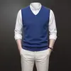 Comercio exterior otoño e invierno chaleco de punto grueso anti-pilling cuello en V suéter para hombre suéter sin mangas