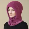 Gorro, Bufanda y Mascarilla Todo en Uno para Mujer, Forrado de Felpa, Cálido, Cortavientos, Gorro de Lana Tejido para Ciclismo de Invierno
