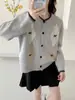 Cardigan de Tricô com Laço Tridimensional em Forma de Diamante Estilo Coreano para Mulheres, Estilo Preguiçoso de Outono e Inverno, Suéter Elegante e Macio