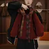 Nuevo Abrigo de Algodón con Forro Polar de Invierno para Niños, Chaqueta de Piel Gruesa con Capucha Estilo Coreano Retro Cálida con Forro Polar para Niños y Niñas, Moderna