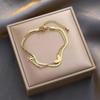 Tobillera Moderna de Acero de Titanio de Doble Cara con Corazón de Doble Capa para Mujer Chapada en Oro de 18K Nueva Versátil No se Desvanece de Moda Lujosa Accesible Tobillera