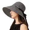 Chapéu de Sol Listrado Estilo Japonês, Novo Chapéu de Sol Versátil, Chapéu de Pescador Dobrável de Verão com Aba Larga para Proteção UV