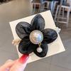 Anel de Cabelo Flor de Organza Pérola Estilo Coreano Acessórios de Cabelo de Fada Elegantes Adereço de Cabeça Prendedor de Cabelo Elástico de Cabelo Adereço de Cabeça para Mulheres