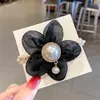Diadema de Organza con Flor y Perlas Estilo Coreano Accesorios para el Cabello de Hada Elegantes Flor para el Cabello Goma para el Cabello Diadema Tocado para Mujeres