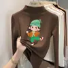 Y2216# blusa de baixo infantil gola semi-alta para meninos quente por dentro com manga longa outono e inverno camiseta veludo alemão blusa de baixo moda