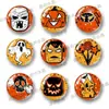 Ímãs de Geladeira Redondos Halloween Laranja Retrô Fantasma Abóbora Morcego Desenho Animado Magnético Forte Adesivos de Decoração para Armário de Casa