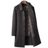 Abrigo de hombre hecho a mano, otoño e invierno, con cuello alto, de longitud media, forro de plumón desmontable, adecuado para hombres de mediana edad, estilo business casual, cálido y hecho de lana de doble cara