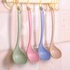 Colher de Palha de Trigo Doméstica de Cabo Longo para Mingau Pequeno Mingau Utensílios de Mesa de Cozinha Saudável e Ecológico Resistente a Quedas Colher de Orelha Redonda de Trigo