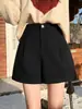 Shorts de lã femininos, novo estilo outono 2026, cintura alta, corte A, emagrecedor, casual, solto, perna larga, estilo boot shorts A14149