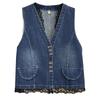 Primavera y verano 100.00kg hermana rellenita talla grande moda coreana Joker encaje Chaleco de mezclilla Chaleco de mujer 6513