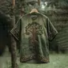 Amazon Transfronteiriça Nova Roupa Masculina Camiseta Camisa Cara Forte da Floresta 2025 Manga Curta Estampa Digital Pod Pedido Único