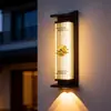 Luminária Solar de Parede Externa Lâmpada de Parede à Prova d'Água Externa para Pátio Nova Iluminação de Tira Foco para Pilar de Portão de Vila Estilo Chinês