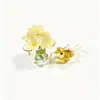 Zibo Cristal Mini Flor Punta del Dedo Pájaro Ramo Adorno de Cristal Regalo Nicho Flor Eterna Decoración de Escritorio Cristal