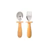 Juego de Cubiertos de Acero Inoxidable para Niños con Mango de Silicona, Tenedor y Cuchara de Mango Corto para Bebés, Vajilla de Juego de Tenedor y Cuchara para Bebés