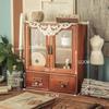 Gabinete de Almacenamiento de Madera Maciza para Pies Tipo Cajón de Vidrio Begonia a Prueba de Polvo Taza de Agua Taza de Té Escritorio de Oficina Cosméticos Papelería Organización