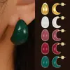 Pendientes Colgantes de Cobre Chapado en Oro de 18 Quilates Estilo Retro de Hong Kong con Esmalte en Forma de C para Mujer, Nuevos Pendientes de Moda de Lujo con un Toque de Alta Gama
