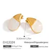 Pendientes de Acero Inoxidable Estilo Francés Transfronterizos con Accesorios de Resina, Pendientes Dulces Florales Estilo Ins con Forma de Lágrima, Tachuelas que Conservan el Color para Mujer
