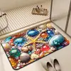 Tapete de Piso de Tierra de Diatomeas con Diseño 3D de Concha Marina y Estrella de Mar, Fuerte Absorción de Agua, Secado Rápido, Antideslizante, Tapete de Baño Colorido para la Entrada del Baño