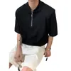 Camiseta de Meio Zíper de Manga Curta Insane High Street Americana Cleanfit para Homens e Mulheres Ins Tendência Europeia e Americana Loose Top Básico