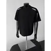 Verano 2025 Nueva Moda Masculina Marca de Tendencia Diseño de Bloques de Color Rayado Cuello Redondo Manga Corta Camiseta Superior