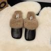 Xiao Xiang Feng Outwear Chinelos Mao Mao 2024 Outono e Inverno Novos Sapatos Mao Mao Rasteiros Chinelos Mule Slip-on Baotou Metade Chinelos para Mulheres
