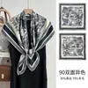Bufanda de Seda y Lana de Doble Cara para Mujer, Nueva de Primavera y Otoño, Resistente al Frío, Cálida, Chal de Seda y Lana, Lujo Ligero, Versátil, Cuadrado de 90
