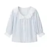 Novos produtos transfronteiriços 2024 Estilo europeu e americano feminino atacado de comércio exterior ZRA em estoque Camisa casual Joker com gola de boneca bordada