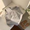 Chal de punto fino para niños, nuevo en verano, unisex, color liso, con botones, camiseta sin mangas para bebé, versátil