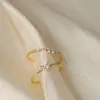 Anel Super Brilhante Estilo Coração Micro-incrustado com Zircônia Luxo Leve Design de Nicho Ins Diamante Quadrado Anel de Abertura Estilo Frio Exquisito