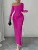 695 Moda Europea y Americana Transfronteriza de Amazon Más Vendido Elegante Vestido Bodycon de Color Sólido con Abertura para el Trabajo