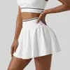 Falda de tenis de doble cintura con bloques de color para comercio exterior transfronterizo, para fitness, correr, saltar, falda deportiva anti-exposición para porristas y grupos estudiantiles