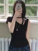 Top Chic Chic Coreano para Mujer en Verano con Diseño Único Correa de Puntos Rosas Hombros Descubiertos Cintura Corta Manga Corta Camiseta