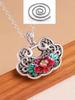 S925 prata esterlina peônia flor de segurança bloqueio colar das mulheres pintado Lang Ruyi bloqueio pingente retro camisola longa cadeia cadeia clavícula cadeia