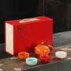 Conjunto de Chá Simples com Bule e Xícaras de Chá, Caixa de Presente Vermelha, Lembrancinhas de Casamento, Brindes Corporativos, Conjunto de Chá Kung Fu