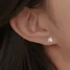 Pendientes de Corazón Azul de Zirconia de Plata S999 para Mujer, Mariposa Simple de Moda Versátiles Exquisitos Diseño de Nicho Tachuelas