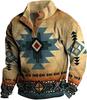 2023 transfronteiriço europeu e americano retrô Henry camisa impressão digital 3d moda solta 3 botões Henry gola manga comprida masculina