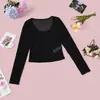 60639 Top de Manga Larga Sexy Transparente con Cuello en U, Ajustado, Estampado de Leopardo de Terciopelo, Elástico, para Primavera y Otoño, Europeo y Americano, Transfronterizo, para Mujer