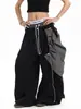 Directamente del fabricante: Pantalones Casuales a Cuadros con Solapa Estilo High Street Americano para Hombre, Nuevo Estilo de Verano, Corte Holgado, Doble Cintura, Dobladillo Curvo, Estilo Ins