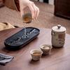 Taza Expreso de Cerámica Cruda Un Tetera Tres Tazas Juego de Té de Viaje Traje Portátil para Camping al Aire Libre Té Negocios Regalo de Acompañamiento