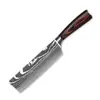 Atacado Transfronteiriço Amazon Cabo de Madeira Colorido Faca Santoku Faca de Cozinha Padrão a Laser Faca Damasco Faca de Cozinha