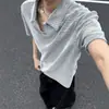 Camisa polo de verano para hombre, estilo americano, manga corta, cuello de gaviota vintage, patrón de escamas de dragón, hombros normales, manga corta, seda de hielo, transpirable