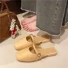 Design de Nicho Transfronteiriço, Pés Sem Cheiro, Meia-Chinelos Retro com Biqueira para Mulheres, Peça Externa de Verão, Slip-Ons Modernos e Casuais